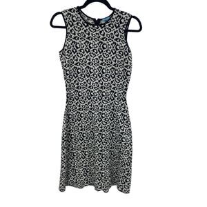 J. McLaughlin Knit Sleeveless Dress Animal Print Black White XS